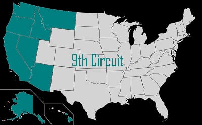 A map of the United States highlighting the states under the jurisdiction of the Ninth Circuit Court of Appeals. These states, where MMJ patients and gun rights debates often intersect, include Alaska, Arizona, California, Hawaii, Idaho, Montana, Nevada, Oregon, and Washington. CA Norml