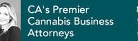 A rectangular ad banner for Clark Neubert LLP. On the left, there's a black and white photo of two women smiling. Text on the right reads: "CA’s Premier Cannabis Business Attorneys. Trusted for Marijuana Law Compliance. Nor Cal (415) 779-0777. So Cal (818) 794-2170. greenfrontier.com". CA Norml