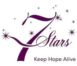 A stylized purple number 7 with the word "Stars" written in a cursive font next to it. Several small stars are scattered around the text. Below it, the phrase "Keep Hope Alive" is written in a smaller, simple font, commemorating the San Francisco event and reception to celebrate the 25th Anniversary of Prop 215. CA Norml