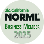 California NORML Business Member 2025 logo with green and black text on a light background. CA Norml