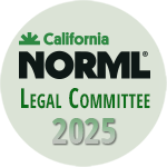 Logo for the California NORML Legal Committee, 2025. The design features the text "California NORML Legal Committee" with "2025" at the bottom. CA Norml